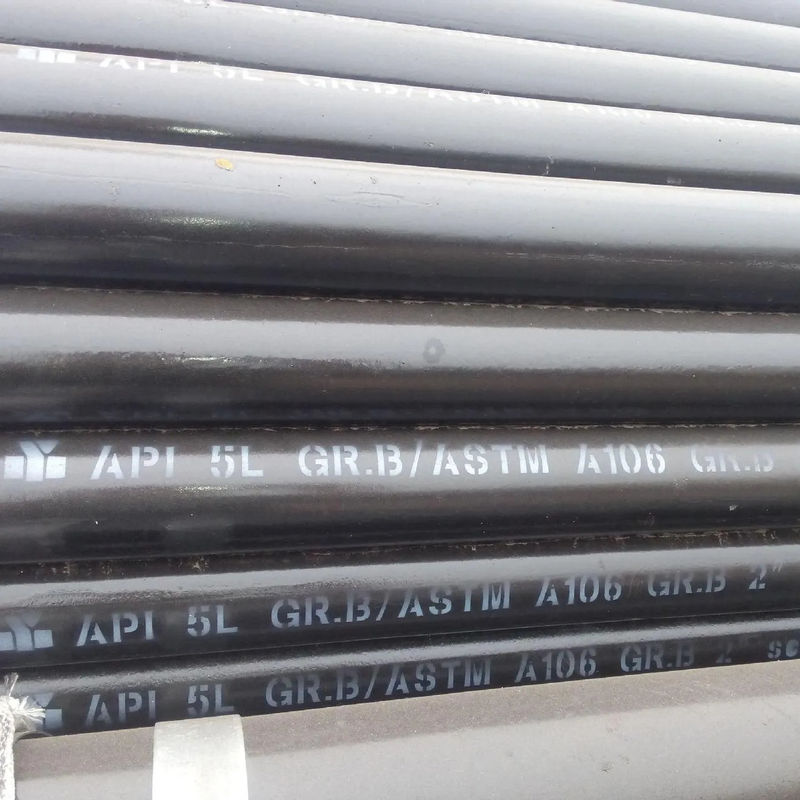 Tubo de petróleo laminado en caliente de hierro redondo Api 5l Gr B Negro pintado 6m de longitud
